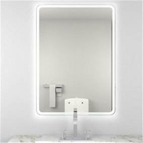 Bathroom Wall Mirror - Rectangular 700 x 500mm - Bluetooth Speakers - LED Light Wall Mirror - Demister Pad