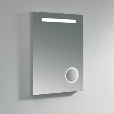 Bathroom Wall Mirror - Rectangular 700 x 500mm - LED Light (3 Tone) - Halo Touch Sensor - Anti Fog Demister - USB Point