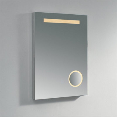 Bathroom Wall Mirror - Rectangular 700 x 500mm - LED Light (3 Tone) - Halo Touch Sensor - Anti Fog Demister - USB Point