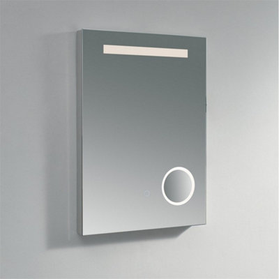 Bathroom Wall Mirror - Rectangular 700 x 500mm - LED Light (3 Tone) - Halo Touch Sensor - Anti Fog Demister - USB Point