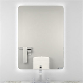 Bathroom Wall Mirror - Rectangular 700 x 500mm - LED Light Wall Mirror - Demister Pad