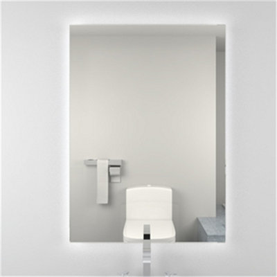 Bathroom Wall Mirror - Rectangular 700 x 500mm - LED Light Wall Mirror - Demister Pad