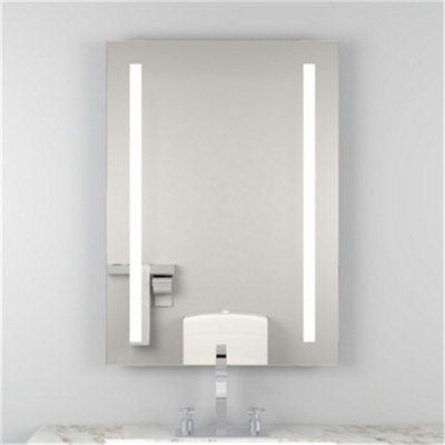 Bathroom Wall Mirror - Rectangular 700 x 500mm - LED Light Wall Mirror - Demister Pad