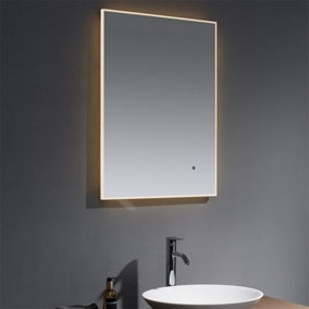 Bathroom Wall Mirror - Rectangular 700 x 500mm - Super Slim Infra-Red Wall Mirror - Demister Pad