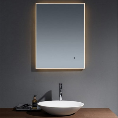 Bathroom Wall Mirror - Rectangular 700 x 500mm - Super Slim Infra-Red Wall Mirror - Demister Pad
