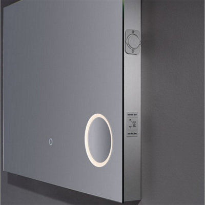 Bathroom Wall Mirror - Rectangular 800 x 600 mm - LED Light (3 Tone) - Anti Fog Demister - Magnifying Mirror