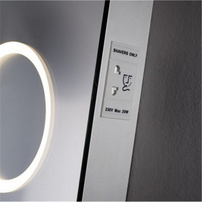 Bathroom Wall Mirror - Rectangular 800 x 600 mm - LED Light (3 Tone) - Anti Fog Demister - Magnifying Mirror