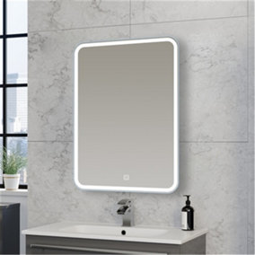Bathroom Wall Mirror - Rectangular 800 x 600mm - LED Light Wall Mirror - Demister Pad