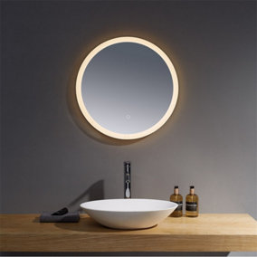Bathroom Wall Mirror - Round 600mm - LED Light (3 Tone) - Anti Fog Demister - Magnifying Mirror