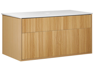 Bathroom Wall Mounted Cabinet 100 x 52 cm Light Wood BEXTI