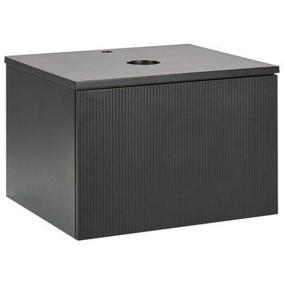 Bathroom Wall Mounted Cabinet 60 x 52 cm Black ALZIRA