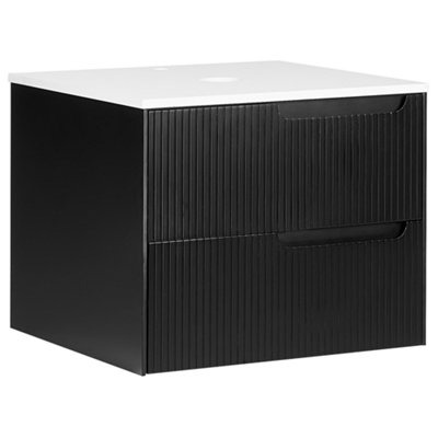 Bathroom Wall Mounted Cabinet 60 x 52 cm Black QUINTELA