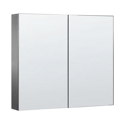 Bathroom Wall Mounted Mirror Cabinet 80 x 70 cm Black NAVARRA