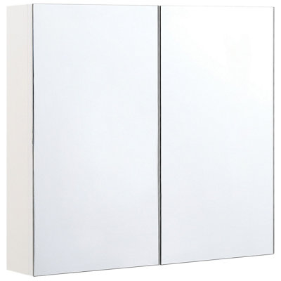 Bathroom Wall Mounted Mirror Cabinet 80 x 70 cm White NAVARRA