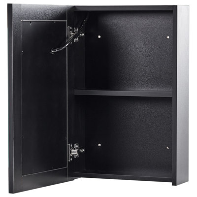 Bathroom Wall Mounted Mirror Cabinet with LED 40 x 60 cm Black CONDOR