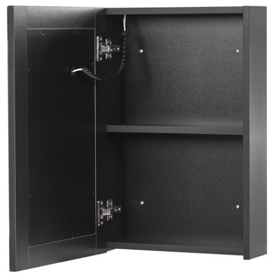 Bathroom Wall Mounted Mirror Cabinet with LED 40 x 60 cm Black MALASPINA