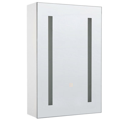 Bathroom Wall Mounted Mirror Cabinet with LED White 40 x 60 cm CAMERON