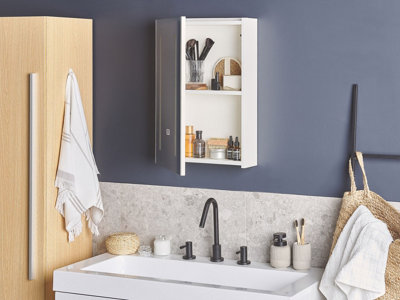 Bathroom Wall Mounted Mirror Cabinet with LED White 40 x 60 cm CAMERON