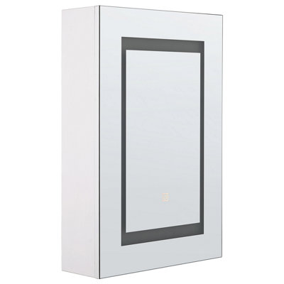 Bathroom Wall Mounted Mirror Cabinet with LED White 40 x 60 cm ...