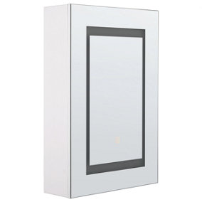 Bathroom Wall Mounted Mirror Cabinet with LED White 40 x 60 cm MALASPINA