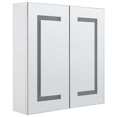 Bathroom Wall Mounted Mirror Cabinet with LED White 60 x 60 cm MAZARREDO