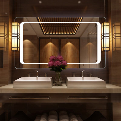 Bathroom Wall-mounted Mirror with LED Lights Waterproof Anti-Fog Mirror 80 x 60cm