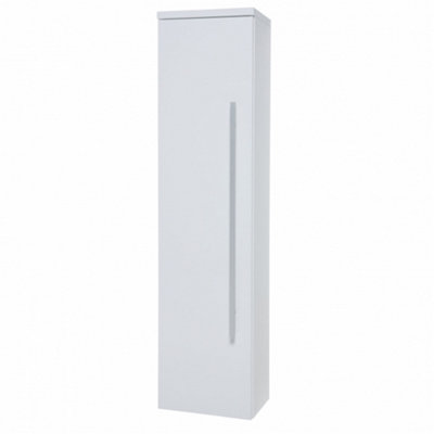 Bathroom Wall Mounted Tall Boy Unit 1400mm High x 355mm Wide - White  - Brassware Not Included