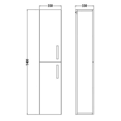 Bathroom Wall Mounted Tall Storage Unit 350mm Wide - Basalt Grey- (Choice)