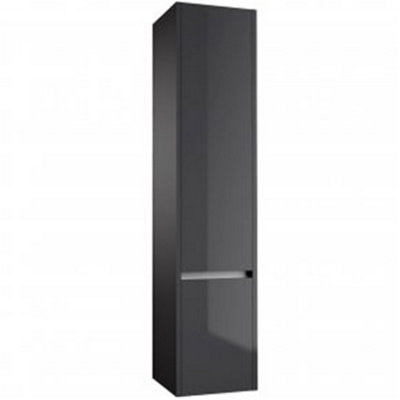 Bathroom Wall Mounted Tall Storage Unit 350mm Wide - Storm Grey Gloss - (Urban) - Brassware Not Included