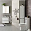Bathroom Wall Mounted Tall Storage Unit 350mm Wide - White - (Urban) - Brassware Not Included