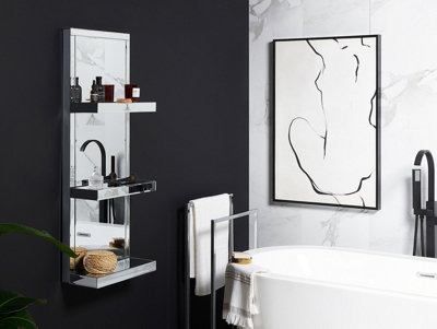 Bathroom Wall Shelf Mirror Effect Silver GAONA