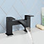 Bathroom WATERFALL Black Matt Basin Sink Mono Mixer & Bath Filler Mixer Tap Lever Tap
