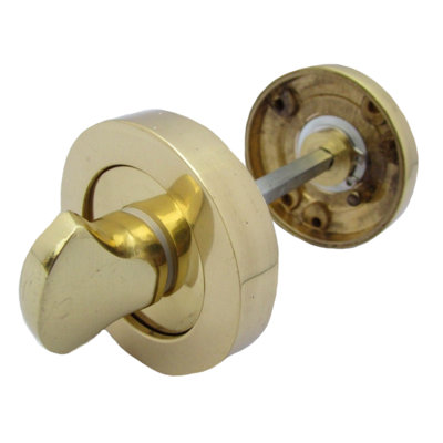 Bathroom WC Door THUMB TURN & Release Toilet Polished Brass