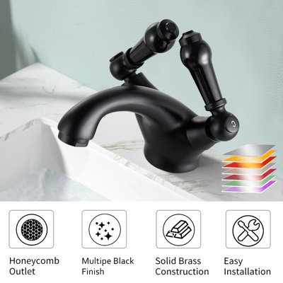 BATHWEST Basin Mixer Tap Bathroom Sink Taps Lever Basin Taps Victorian Basin Mixer Faucet