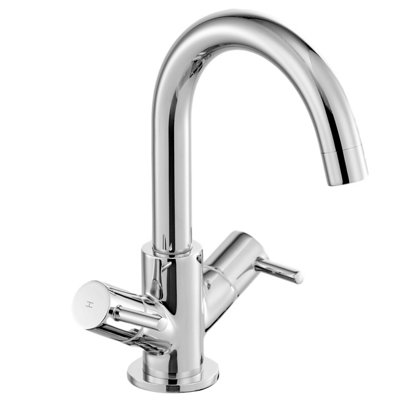 BATHWEST Basin Mixer Tap Two Handles Swivel Spout Sink Mixer Tap Chrome Brass