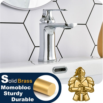 BATHWEST Basin Mixer Taps Bathroom Sink Tap for Basin, Chromed Brass