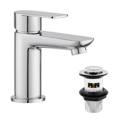 BATHWEST Basin Mixer Taps With Pop Up Waste Chrome Brass Bathroom Sink Taps With Drainer Faucet