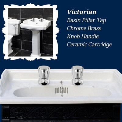 BATHWEST Basin Pillar Taps Tradition Bathroom Sink Taps for Basin Chromed Brass Basin Taps 061