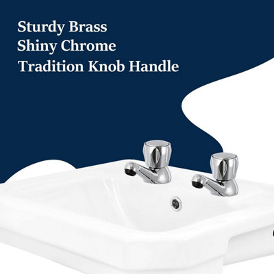 BATHWEST Basin Pillar Taps Tradition Bathroom Sink Taps for Basin Chromed Brass Basin Taps 061
