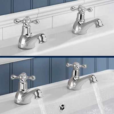 BATHWEST Basin Pillar Taps Victorian Bathroom Sink Taps for Basin ...