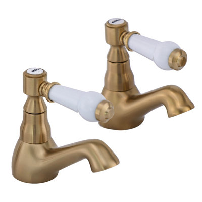 BATHWEST Basin Taps Pair Bathroom Sink Taps Lever Twin Pair Hot Cold ...
