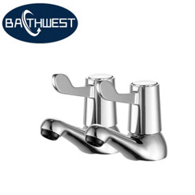 BATHWEST Basin Taps Pair Victorian Bathroom Sink Taps 1/4 Turn Chromed Brass Traditional Basin Pillar Taps