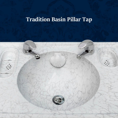 BATHWEST Basin Taps Pair & Waste Chrome Brass 1/2" Bathroom Basin Pillar Taps with Drain