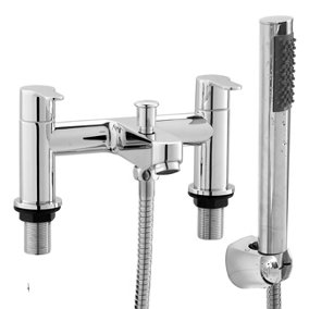 BATHWEST Bath Shower Filler Mixer Tap Double Lever Chrome Solid Brass with Shower Hand