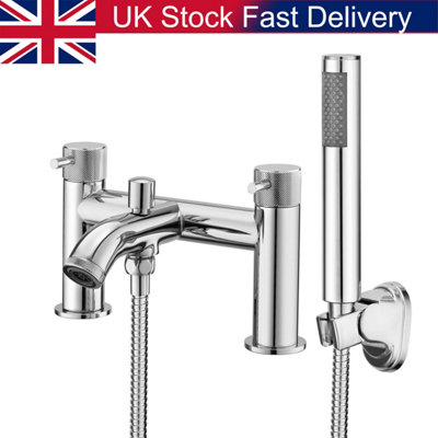 BATHWEST Bath Taps with Shower Chrome Brass Round Bathroom Sink Tap with Shower