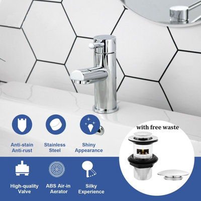 BATHWEST Bathroom Basin Sink Mixer Taps & Waste Chrome Mono Basin Tap Mixer Single Lever | DIY ...