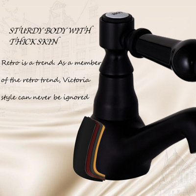 BATHWEST Bathroom Hot and Cold Pair Basin Taps Twin Bathroom Sink Mixer Taps Matte Black