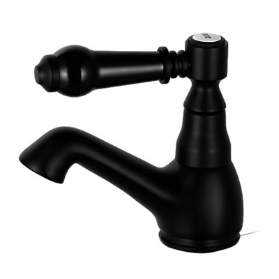 BATHWEST Bathroom Hot and Cold Pair Basin Taps Twin Bathroom Sink Mixer Taps Matte Black