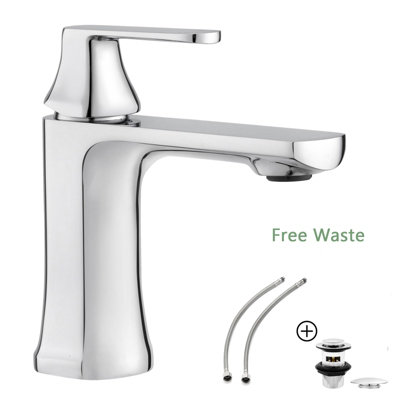 BATHWEST Bathroom Sink Mixer Tap & Waste Chrome Brass Basin Mixer Tap ...