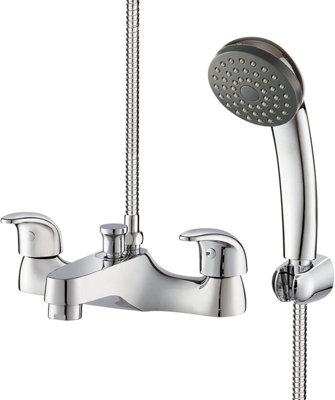 BATHWEST Bathroom Taps with Shower Waterfall Solid Brass Chrome Modern Dual Lever Bathroom Tub Filler Mixer Taps